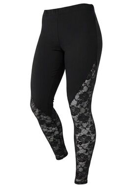 SHEIN Black Lace Panel Leggings
